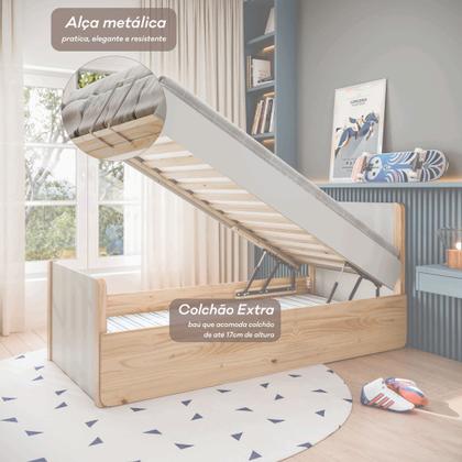 Imagem de Cama solteiro bau Flow Natural em Madeira Maciça