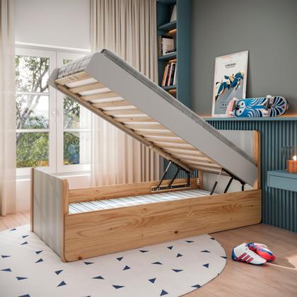 Imagem de Cama solteiro bau Flow Natural em Madeira Maciça