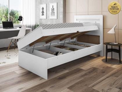 Imagem de Cama Solteiro Baú Larissa Branca Com Colchão
