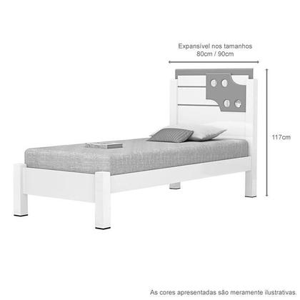 Imagem de Cama Solteiro Bibox Luiza Branca com Auxiliar Vitamov