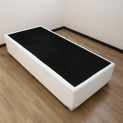 Imagem de Cama Solteiro Branca Estrutura Reforçada Baú Embutido Quarto Pistão a Gás