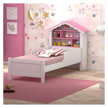 Imagem de Cama Solteiro Casa Princesa Branco Rosa Vitamov
