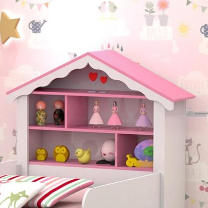 Imagem de Cama Solteiro Casa Princesa Branco Rosa Vitamov