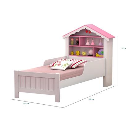 Imagem de Cama Solteiro Casa Princesa Branco Rosa Vitamov