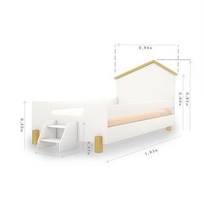 Imagem de Cama solteiro casinha montessoriana com escadinha