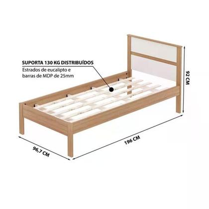 Imagem de Cama Solteiro Cm8004 E Mesa De Cabeceira Amendoa Branco