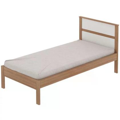 Imagem de Cama Solteiro Cm8004 E Mesa De Cabeceira Amendoa Branco