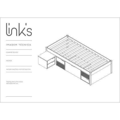 Imagem de Cama Solteiro com 3 Gavetas e 1 Mesa de Cabeceira Charme