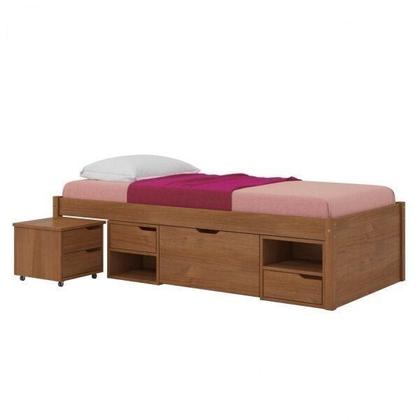 Imagem de Cama Solteiro com 3 Gavetas e 1 Mesa de Cabeceira Charme