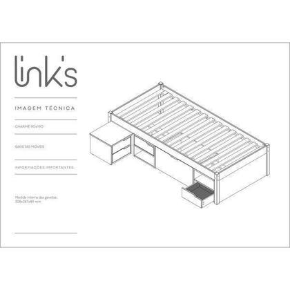 Imagem de Cama Solteiro com 3 Gavetas e 1 Mesa de Cabeceira Charme