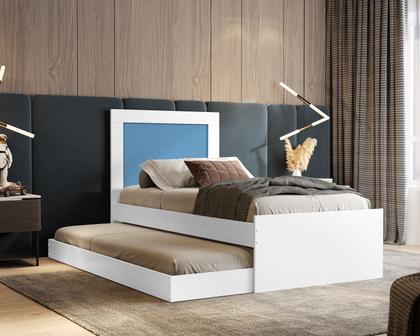 Imagem de Cama Solteiro Com Auxiliar Bicama Luara Quarto Varias Cores Com 2 Colchão
