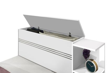 Imagem de Cama Solteiro com Baú 2 Gavetas e Cama Auxiliar Jade Yescasa