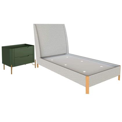 Imagem de Cama Solteiro com Cabeceira e Mesa de Cabeceira 100% MDF