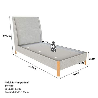 Imagem de Cama Solteiro com Cabeceira e Mesa de Cabeceira 100% MDF