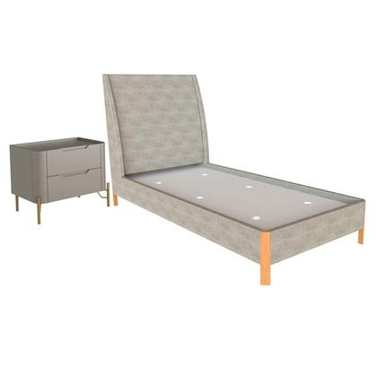 Imagem de Cama Solteiro com Cabeceira e Mesa de Cabeceira 100% MDF