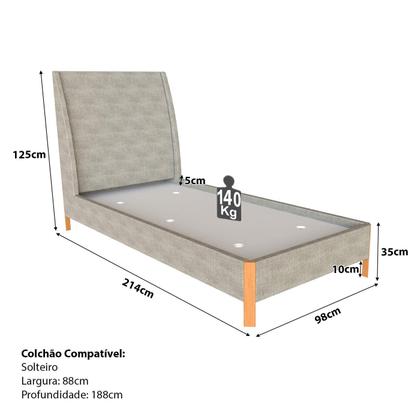 Imagem de Cama Solteiro com Cabeceira e Mesa de Cabeceira 100% MDF