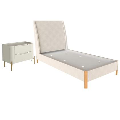 Imagem de Cama Solteiro com Cabeceira e Mesa de Cabeceira 100% MDF