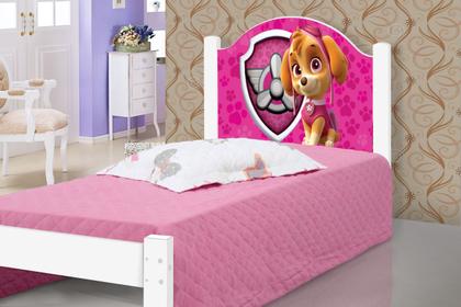 Imagem de Cama Solteiro Com Colchão Menina Adesivada Patrulhas Rosa
