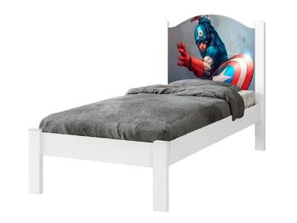 Imagem de Cama Solteiro Com Colchão Menino Adesivada Capitão America