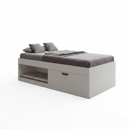 Imagem de Cama Solteiro com Sapateira e Nicho Laura Yescasa Branco