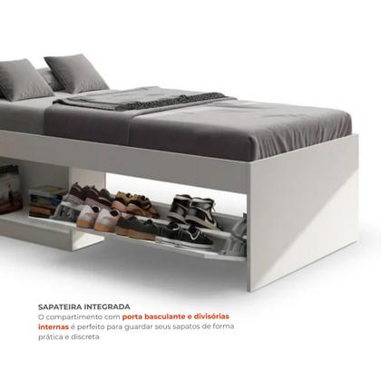 Imagem de Cama Solteiro com Sapateira e Nicho Laura Yescasa Branco