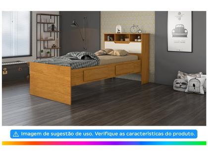 Imagem de Cama Solteiro Conquista Móveis Ravena Cinamomo e Off-White