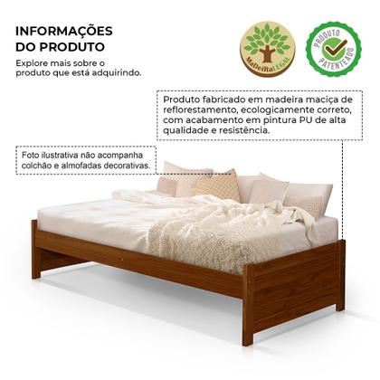 Imagem de Cama Solteiro Gabrieli Estrutura Reforçada Madeira Maciça Castanho