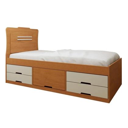 Imagem de Cama Solteiro Infantil com 5 Gavetas Puxador Embutido Alice Cinamomo/Off White