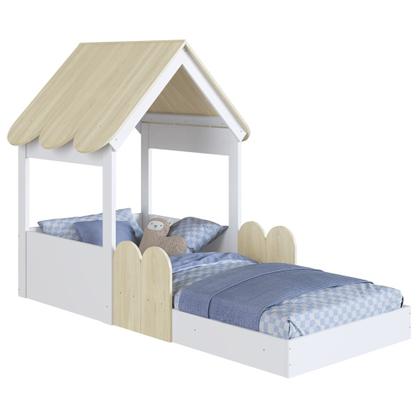 Imagem de Cama Solteiro Infantil Montessoriana Casinha Nana Branco/Carvalho C06 - Mpozenato