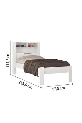Imagem de Cama Solteiro Invicta C/ Nicho Bau -Prateleira e Tomada - Santos Andirá - Branco