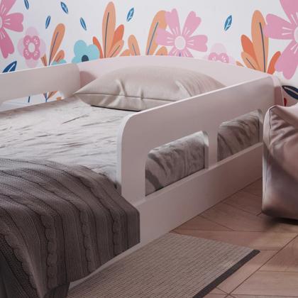 Imagem de Cama Solteiro Jardim com Protecao Montessoriana Branco/Rosa