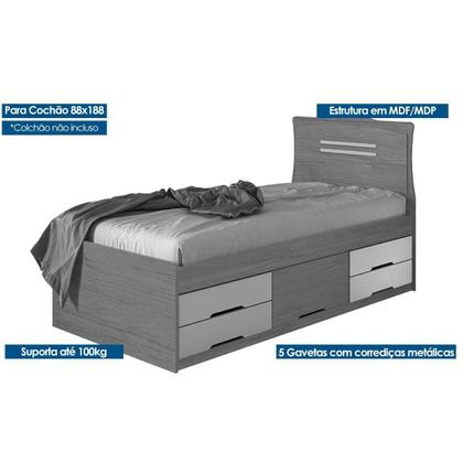Imagem de Cama Solteiro Júlia 5 Gavetas Multifuncional Branco - Conquista