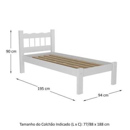 Imagem de Cama Solteiro Madeira Maciça para Colchão 78/88 x 188cm Madri Multimóveis CR4141 Branca