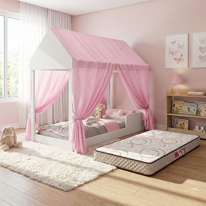 Imagem de Cama Solteiro Montessoriana 88 Infantil Com Colchão Menino Menina Facil Acesso Quarto Criança Princesa Encanto Meninas