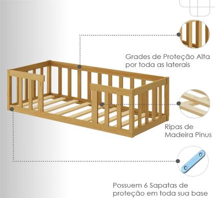Imagem de Cama Solteiro Montessoriana Madeira Resistente Quarto
