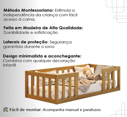 Imagem de Cama Solteiro Montessoriana Madeira Resistente Quarto