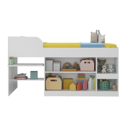 Imagem de Cama Solteiro Multifuncional Para Colchão 188 X 78cm Com 2 Portas E Escrivaninha Multimóveis Mp4230 Branco Branco