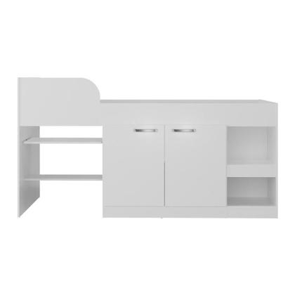 Imagem de Cama Solteiro Multifuncional Para Colchão 188 X 78cm Com 2 Portas E Escrivaninha Multimóveis Mp4230 Branco Branco
