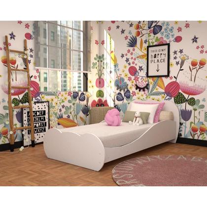 Imagem de Cama Solteiro para colchão 88 x 188 cm 100% MDF Nuvem Multimóveis FGL2761 Branca