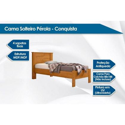 Imagem de Cama Solteiro Pérola Amêndoa - Conquista