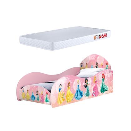 Imagem de Cama Solteiro Princesas Com Proteção Lateral Mdf Rosa