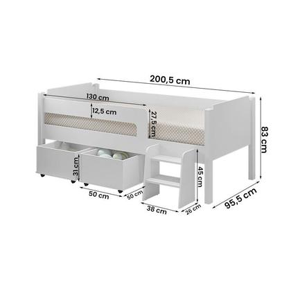 Imagem de Cama Solteiro Quarto Bella com 2 Baús e Escada