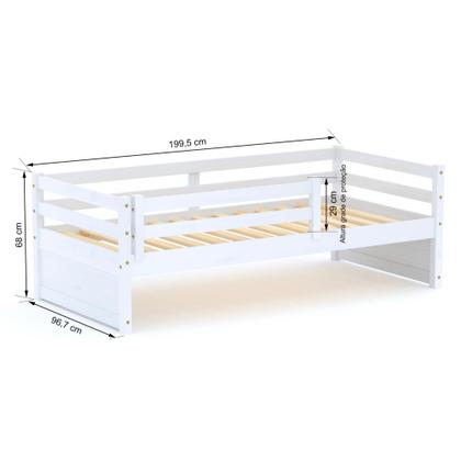 Imagem de Cama Solteiro Slim com Grade de Proteção Madeira Maciça Branco Housin