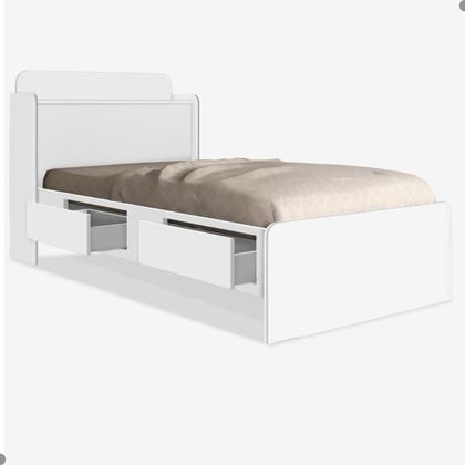 Imagem de Cama Solteiro Tamires Baú Branco com Gavetas