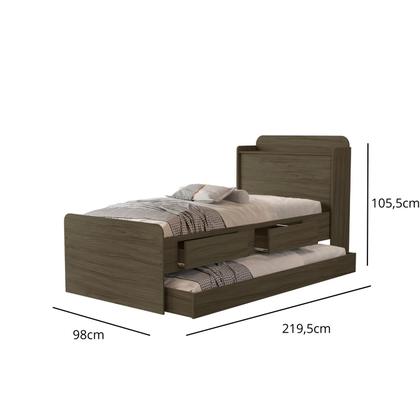 Imagem de Cama Solteiro Tamires Com Gaveta Bau e Cama Auxiliar
