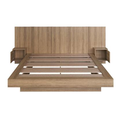 Imagem de Cama Suspensa Casal Queen com Cabeceira e 2 Mesas de Cabeceira CJ075 200cm Mel - Art In Móveis