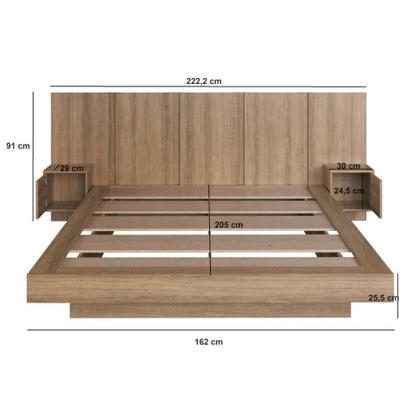 Imagem de Cama Suspensa Casal Queen com Cabeceira e 2 Mesas de Cabeceira CJ075 200cm Mel - Art In Móveis