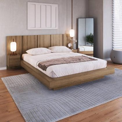 Imagem de Cama Suspensa Casal Queen com Cabeceira e 2 Mesas de Cabeceira CJ075 200cm Mel - Art In Móveis