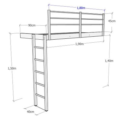 Imagem de Cama suspensa M6 Com LEDs Branca Carpintaria Moderna