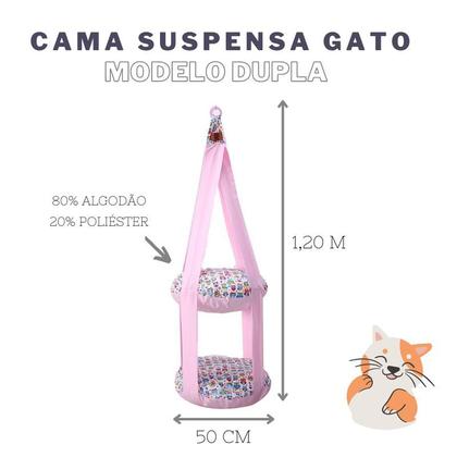 Imagem de Cama Suspensa Para Gato Dupla Modelo Bolinha Rosa